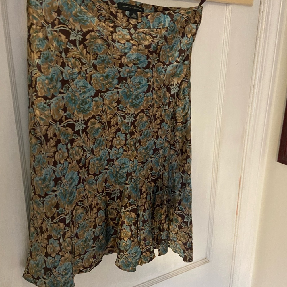 Banana Republic Floral A-Line Skirt in Brown and Blue